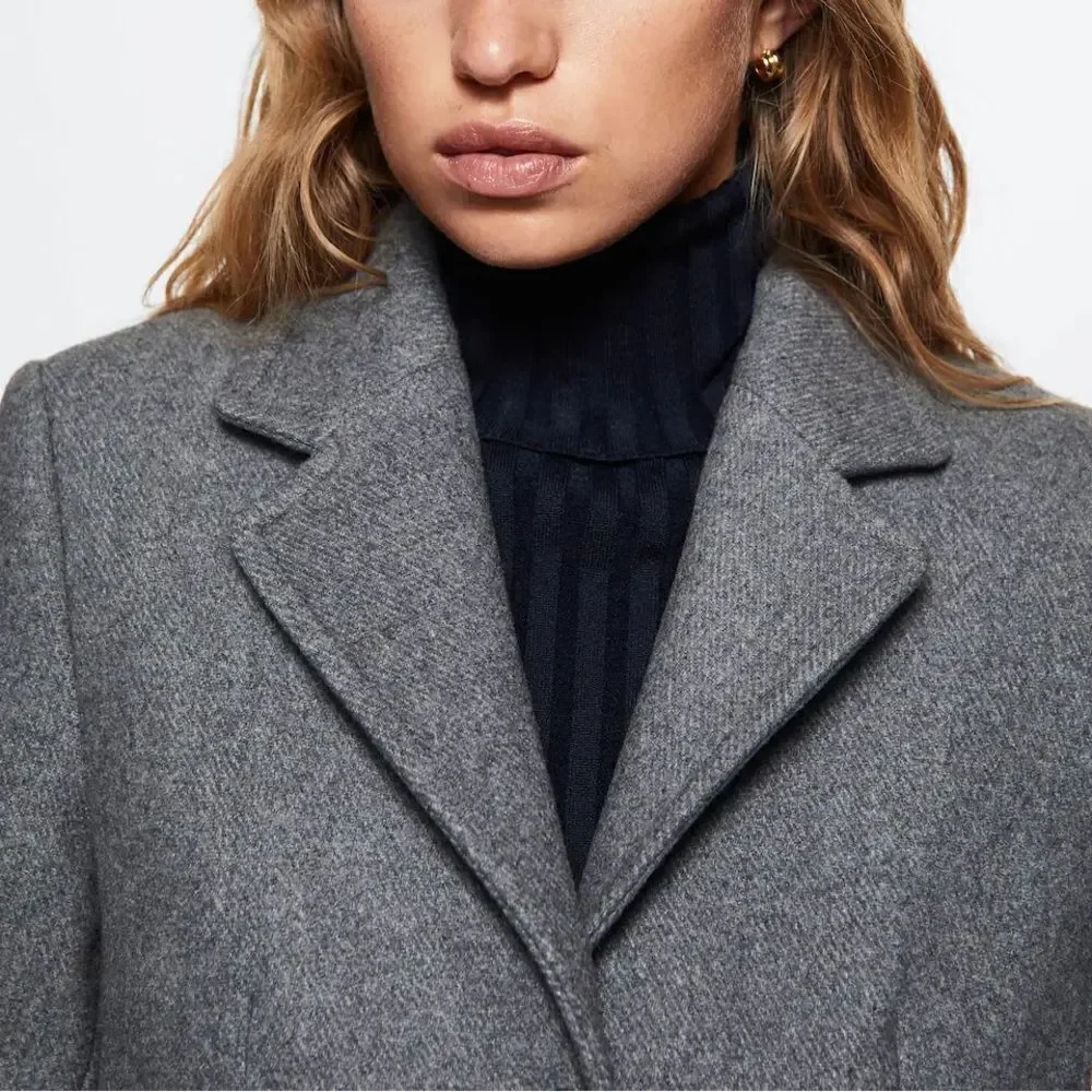 Mango Wool Blend Short Coat Grey - Picture 6 of 8